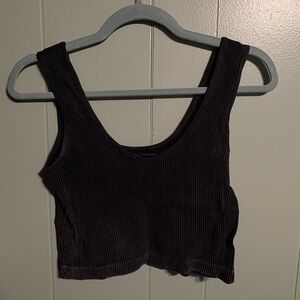 Black Ribbed Women's Crop Top